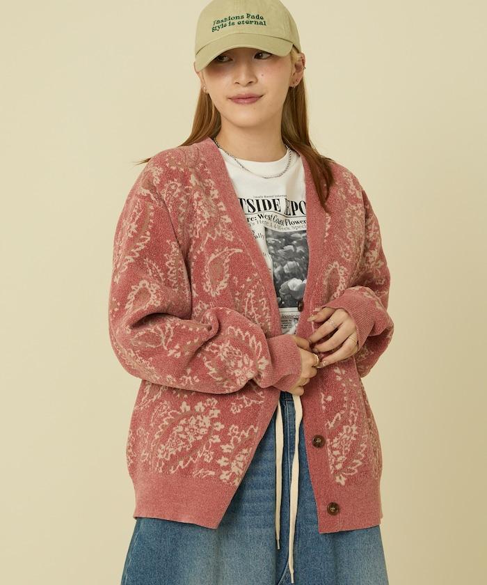 佩斯利花紋針織開衫