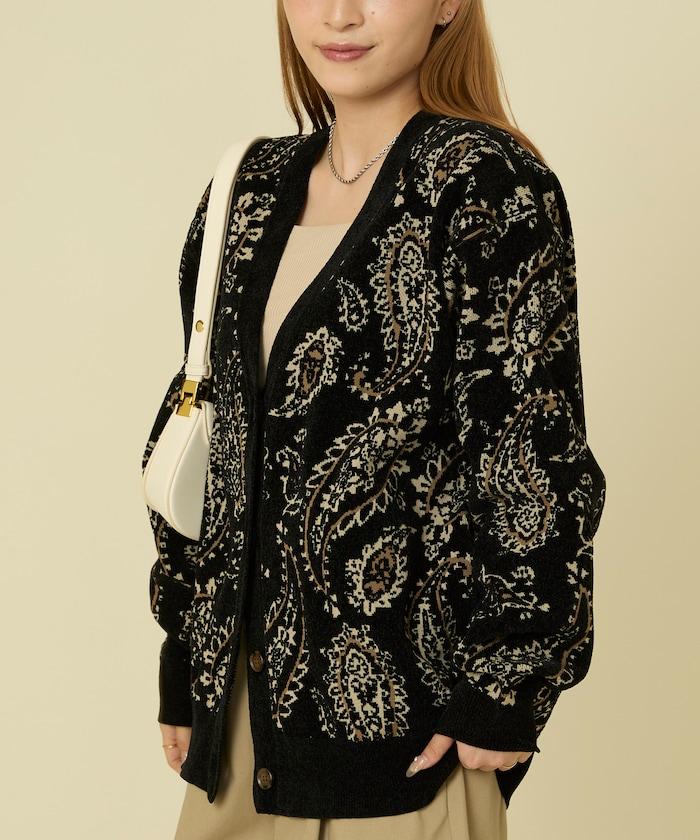 佩斯利花紋針織開衫