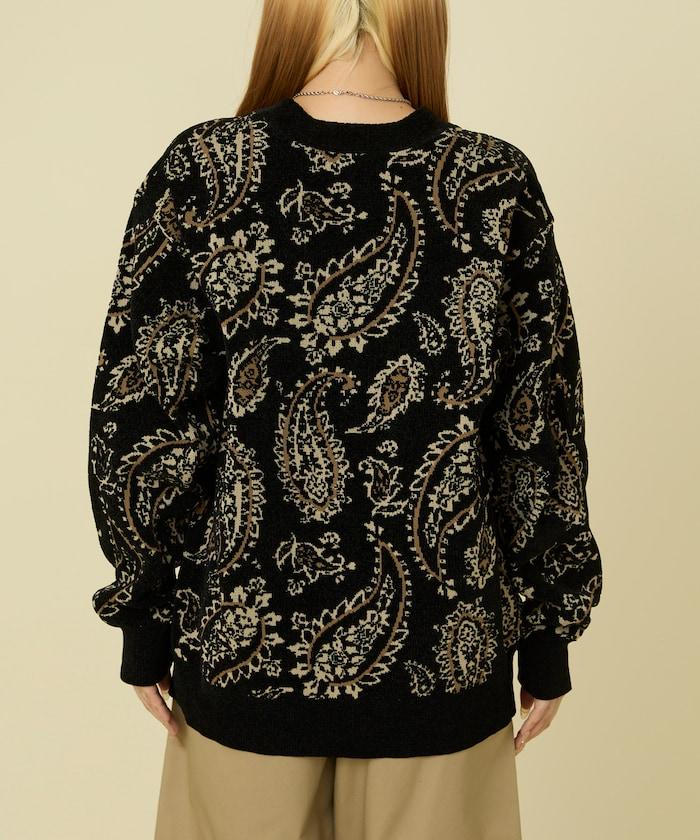 佩斯利花紋針織開衫