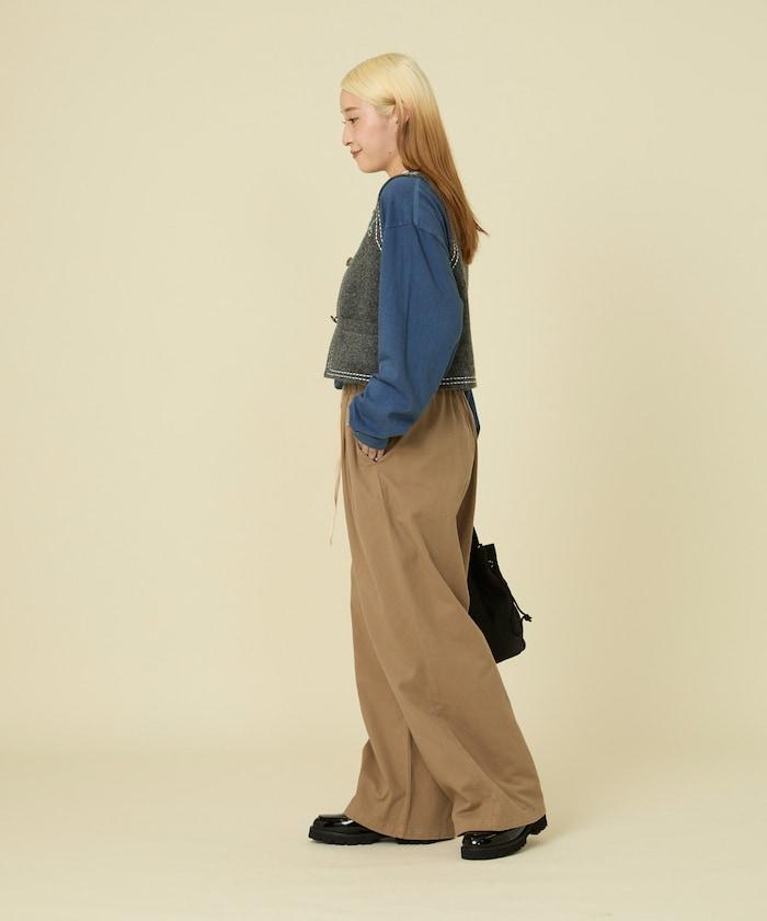 西部風格珠飾針織馬甲/金屬紐扣馬甲