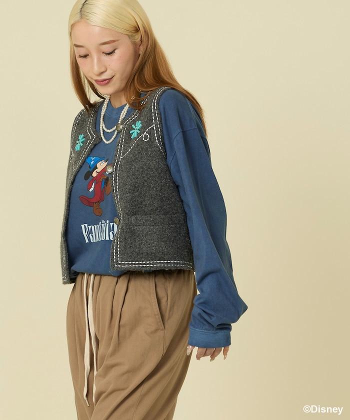 西部風格珠飾針織馬甲/金屬紐扣馬甲