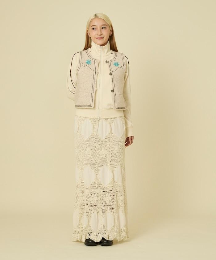 西部風格珠飾針織馬甲/金屬紐扣馬甲