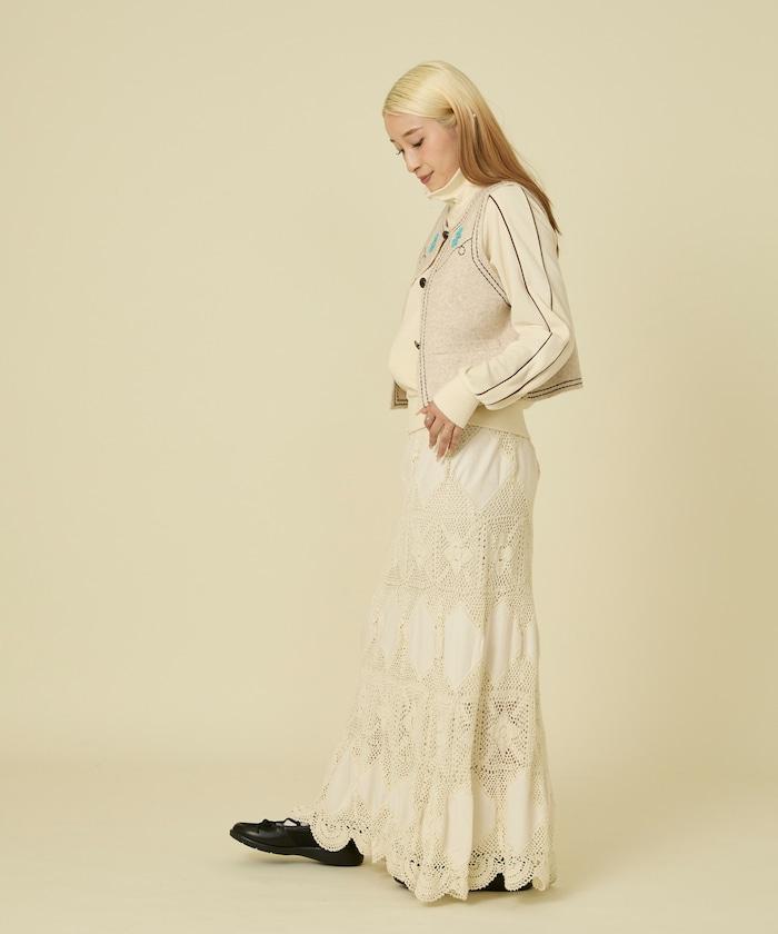 西部風格珠飾針織馬甲/金屬紐扣馬甲