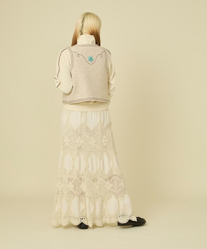 西部風格珠飾針織馬甲/金屬紐扣馬甲