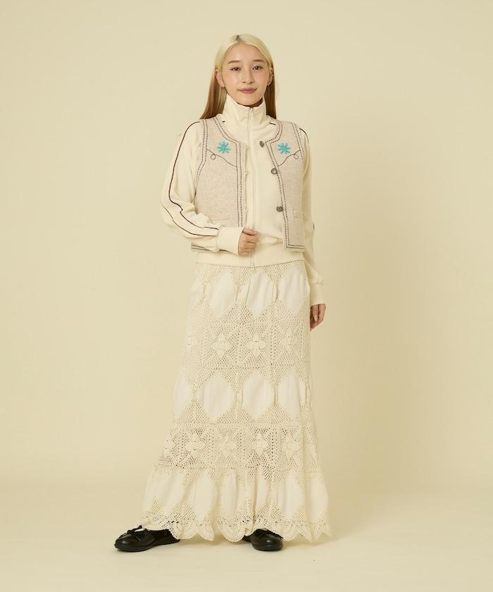 西部風格珠飾針織馬甲/金屬紐扣馬甲