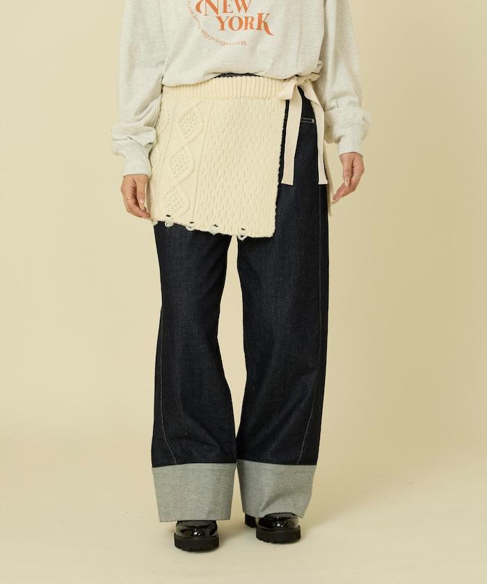 仿舊風格麻花多層圍裹半身裙