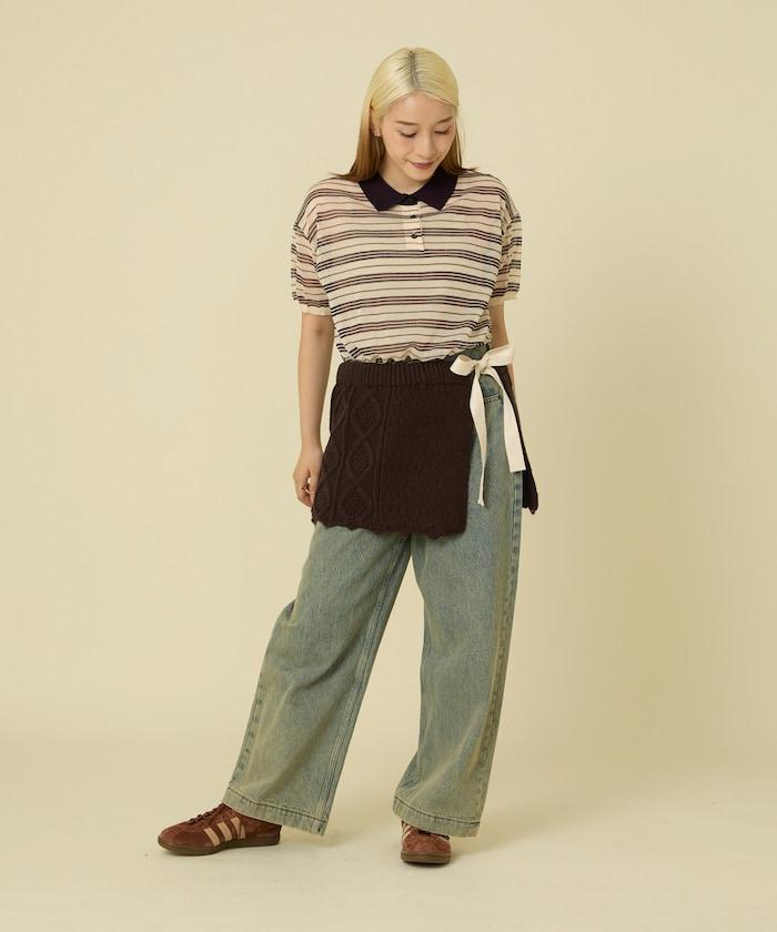 仿舊風格麻花多層圍裹半身裙