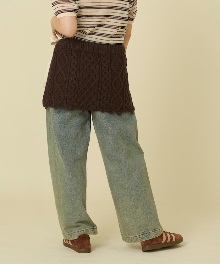 仿舊風格麻花多層圍裹半身裙