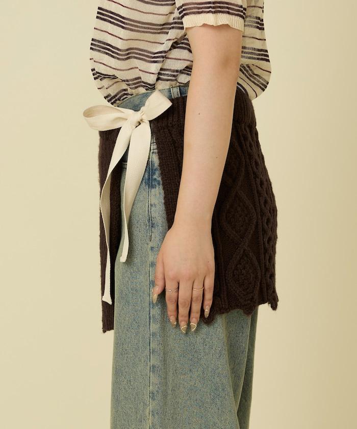 仿舊風格麻花多層圍裹半身裙