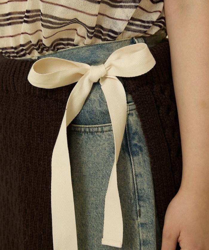 仿舊風格麻花多層圍裹半身裙