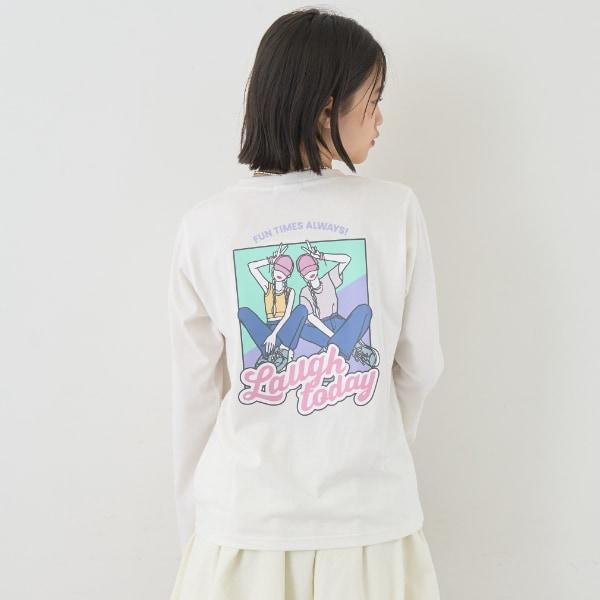 【7days】背面印花女孩長袖T恤
