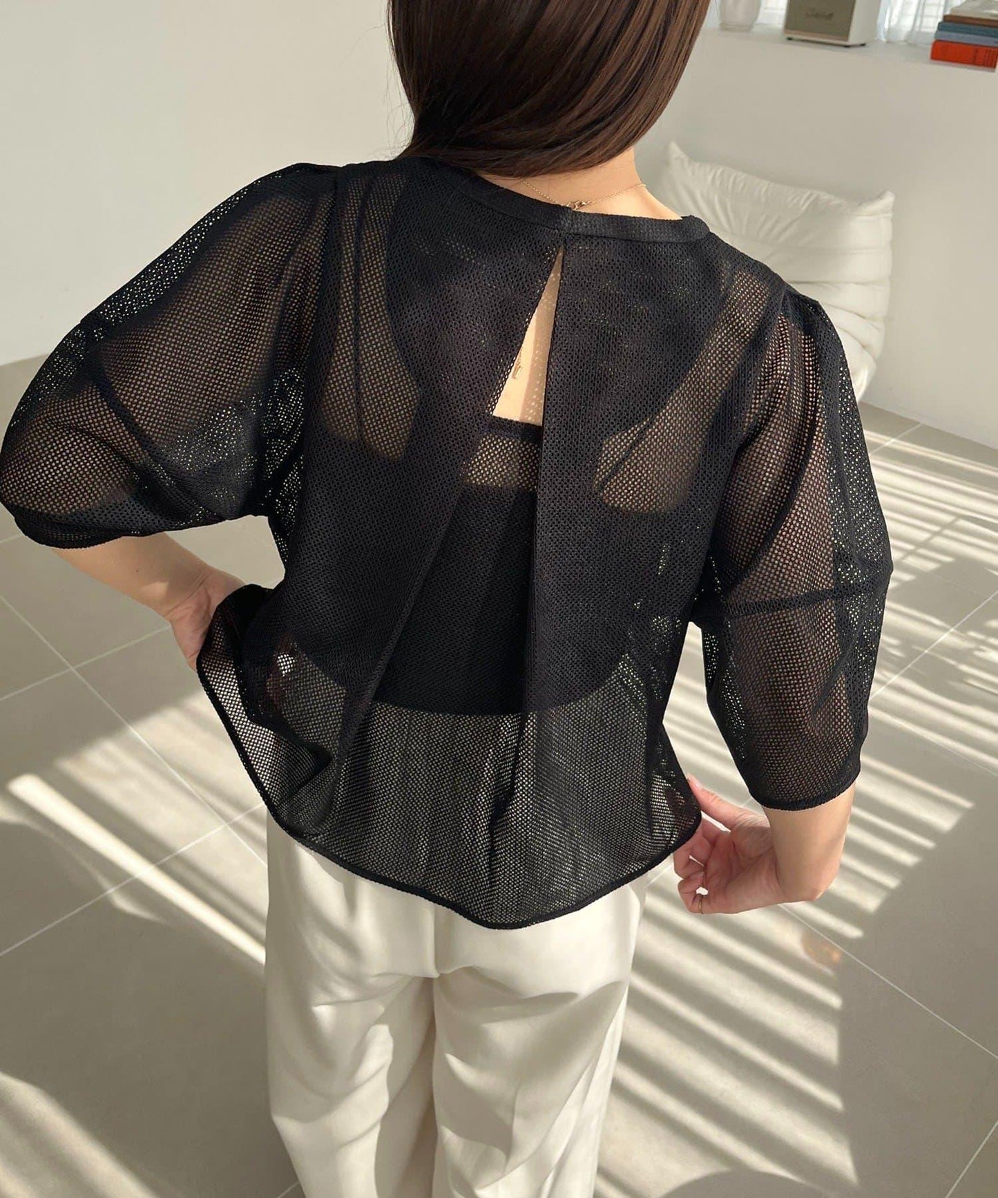 【CAPRICIEUX LE'MAGE】【yao企畫】網紗泡泡袖喇叭上衣