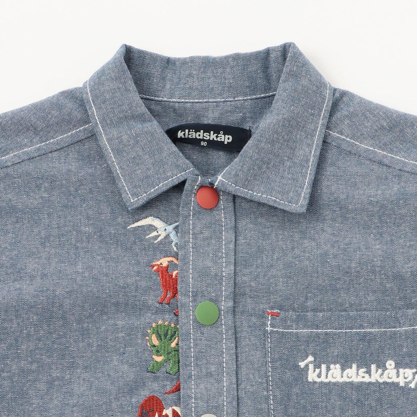恐龍探頭刺繡長袖襯衫