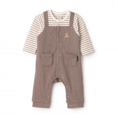 小熊刺繡揹帶褲連體衣