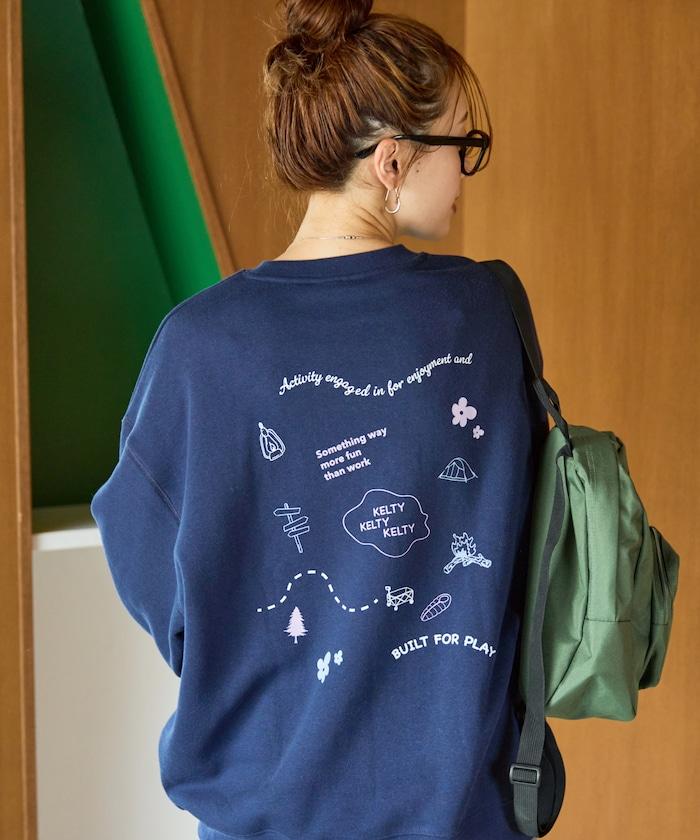 特別款加絨分散印花衛衣套頭衫