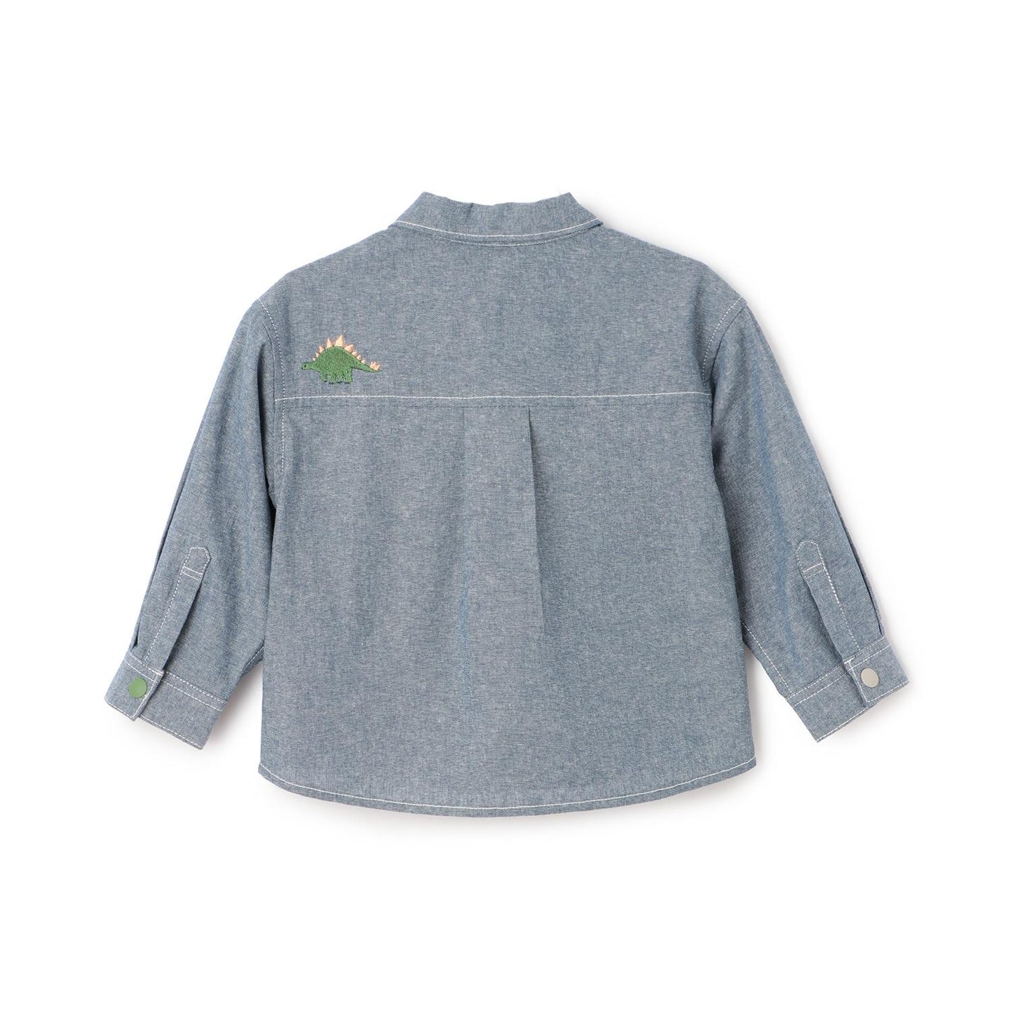 恐龍探頭刺繡長袖襯衫