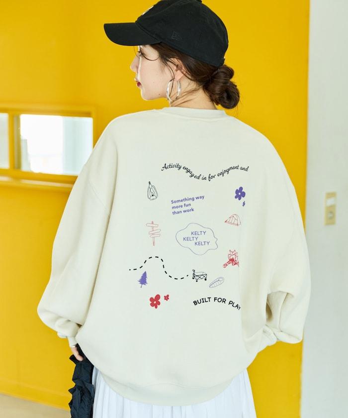 特別款加絨分散印花衛衣套頭衫