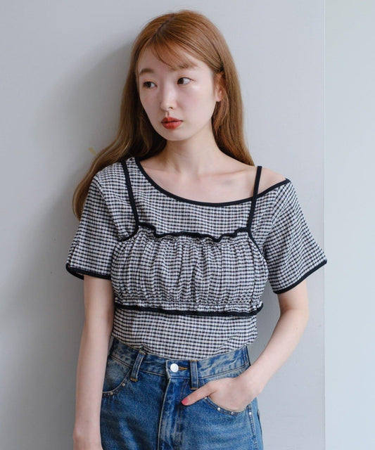 格紋吊帶背心套裝