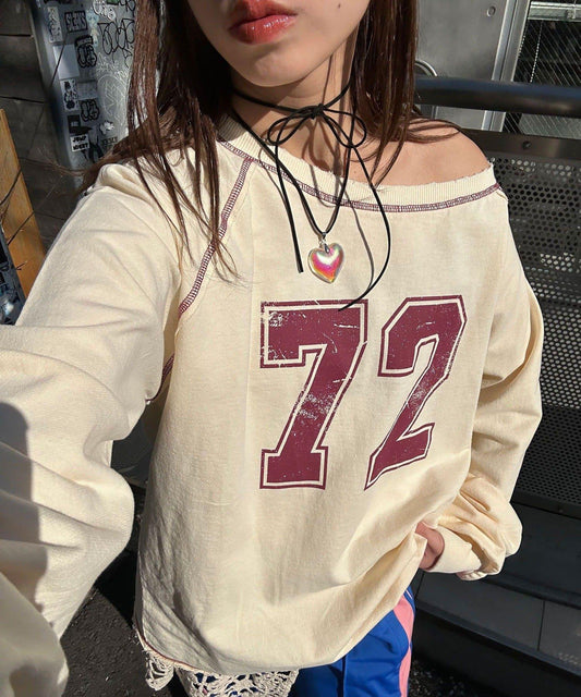 項圈套裝編號拼色袖衛衣