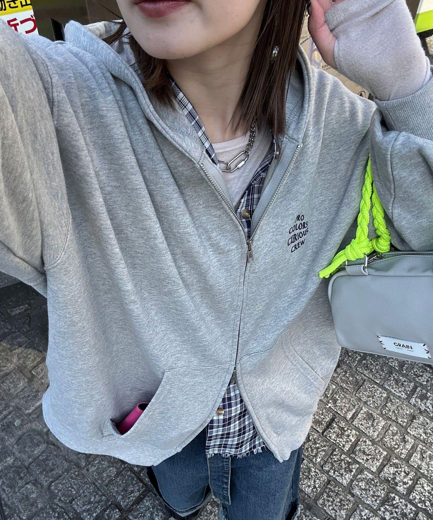 水洗刺繡雙拉鍊連帽衛衣