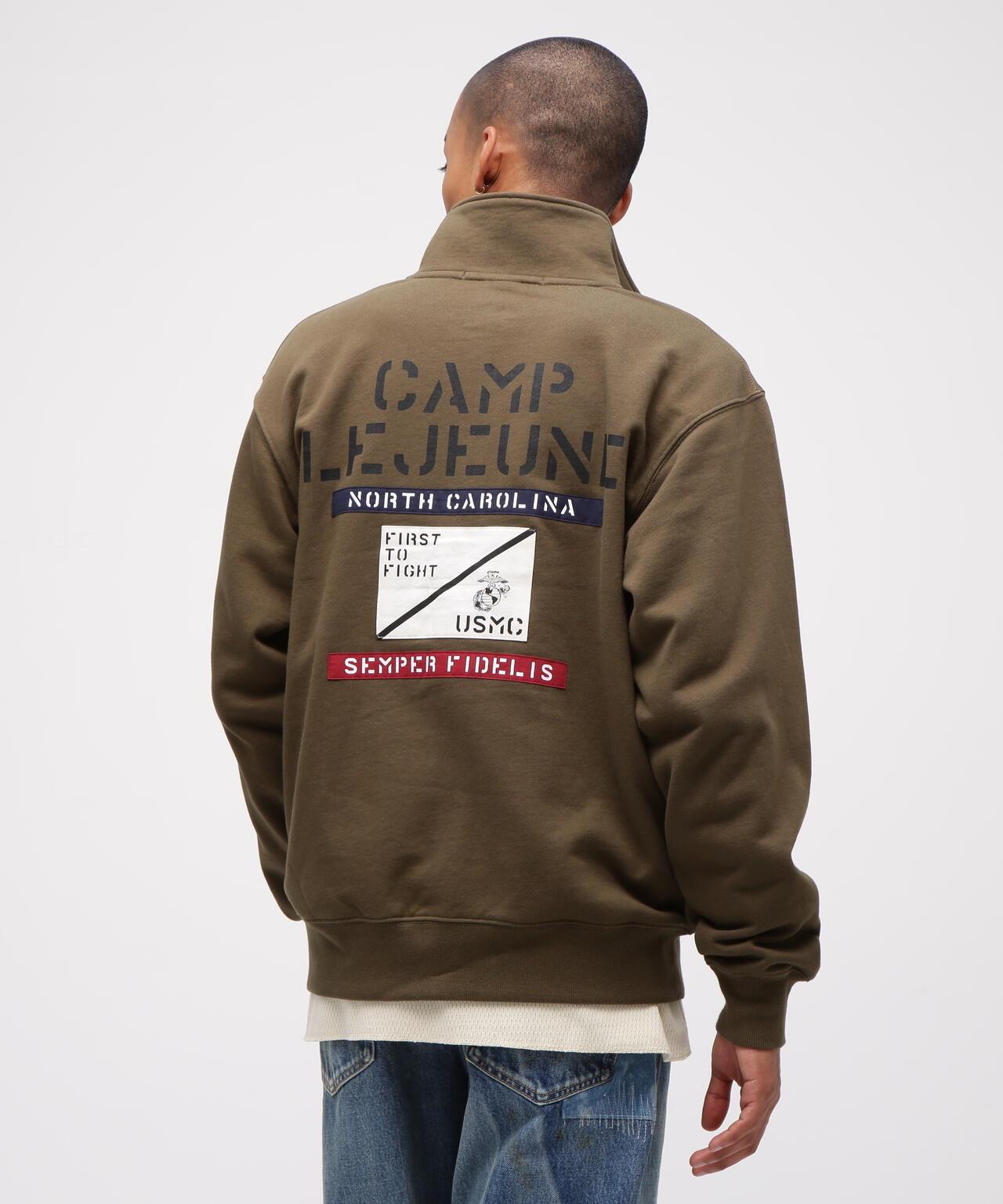 《直営店限定》CAMP LEJEUNE拼接貼布立領拉鍊衛衣