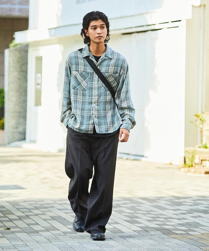 寬鬆直筒一褶西裝長褲