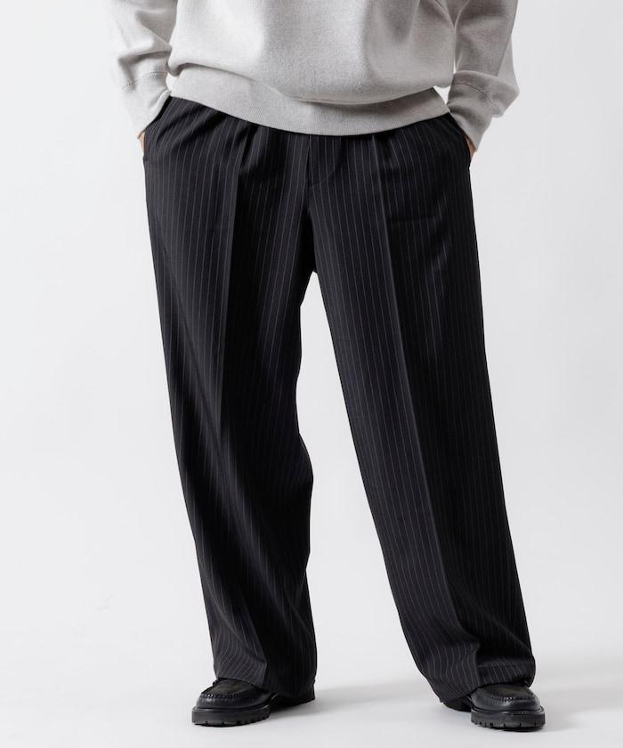 寬鬆直筒一褶西裝長褲