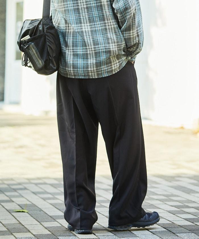 寬鬆直筒一褶西裝長褲