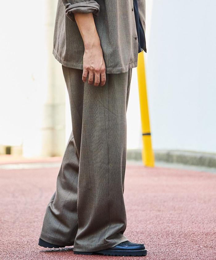 寬鬆直筒一褶西裝長褲