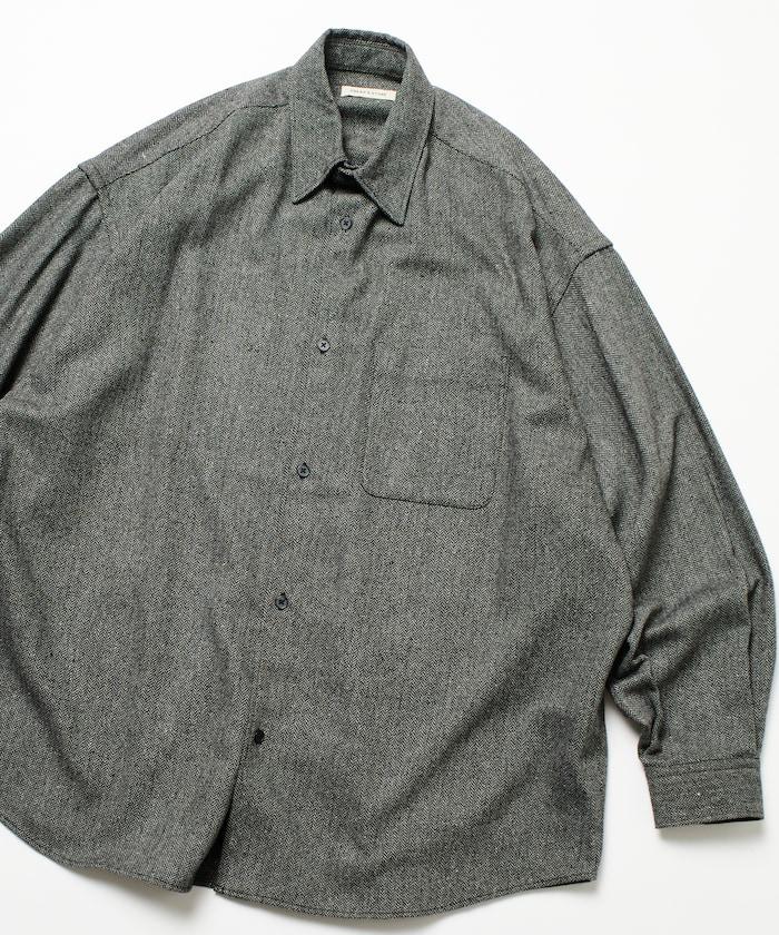 寬鬆版型羊毛感常規領襯衫