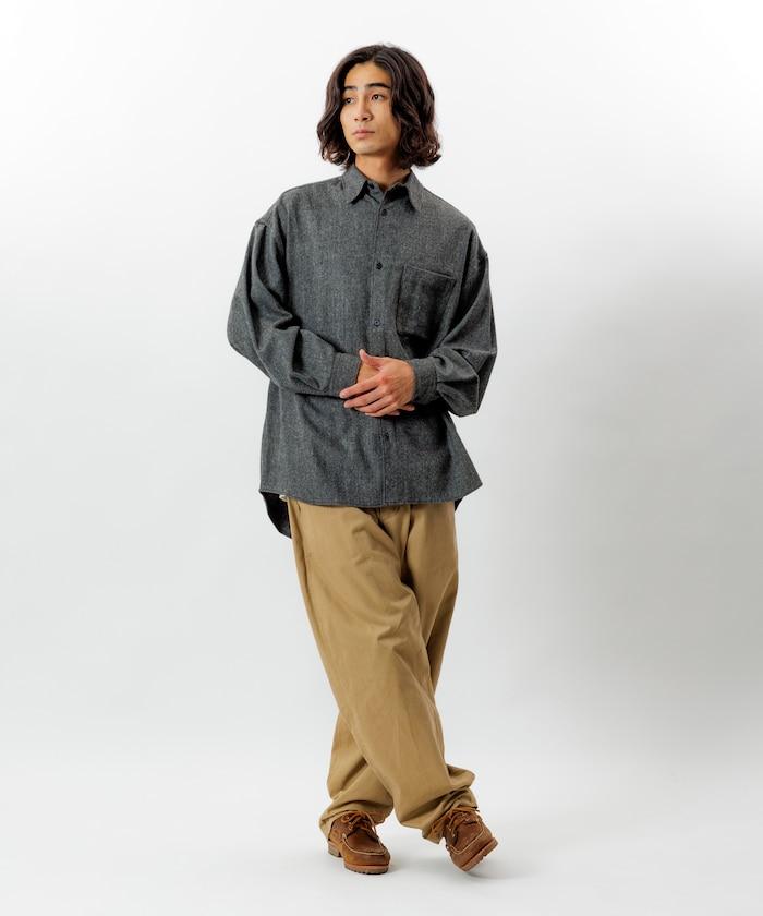 寬鬆版型羊毛感常規領襯衫