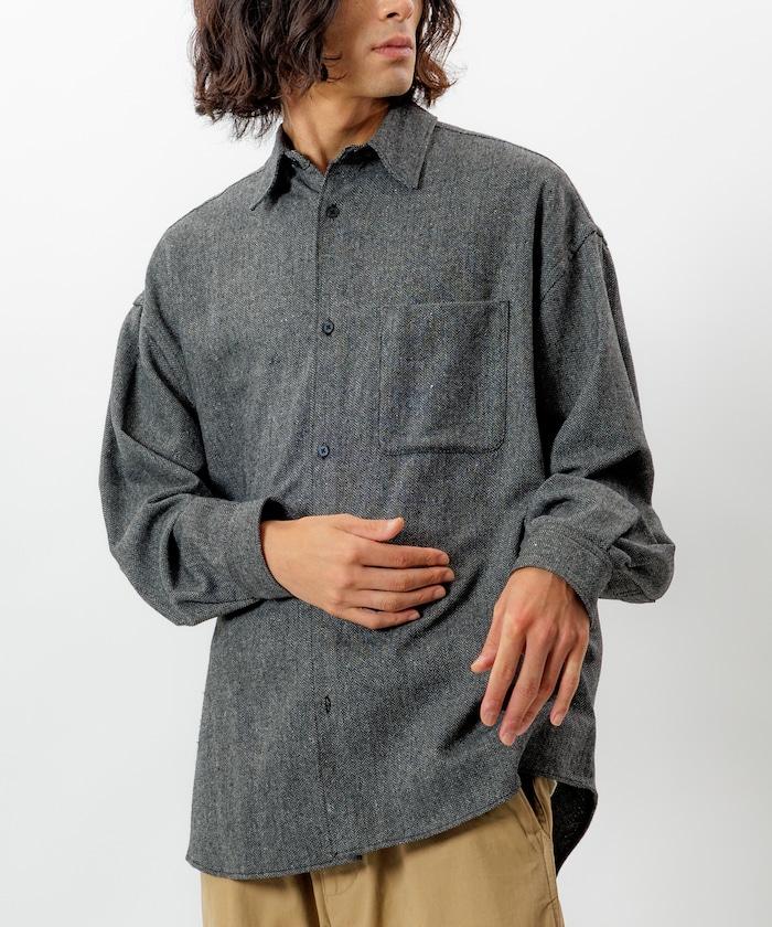 寬鬆版型羊毛感常規領襯衫