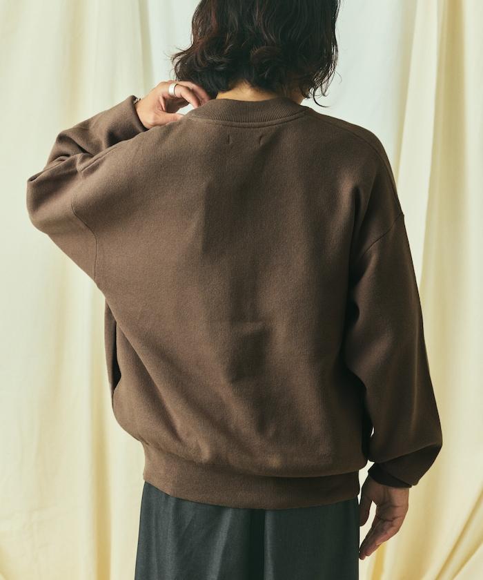 寬鬆版型 休閒風針織衛衣風圓領按扣開衫