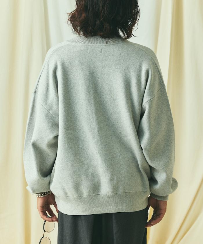 寬鬆版型 休閒風針織衛衣風圓領按扣開衫