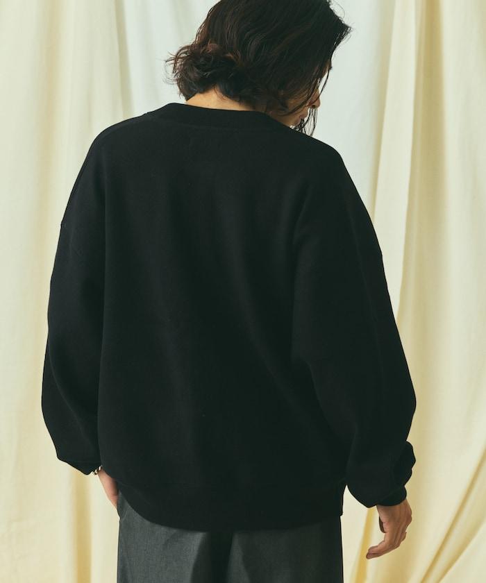 寬鬆版型 休閒風針織衛衣風圓領按扣開衫