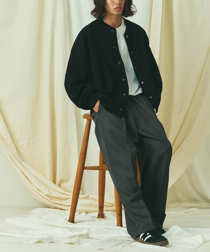 寬鬆版型 休閒風針織衛衣風圓領按扣開衫