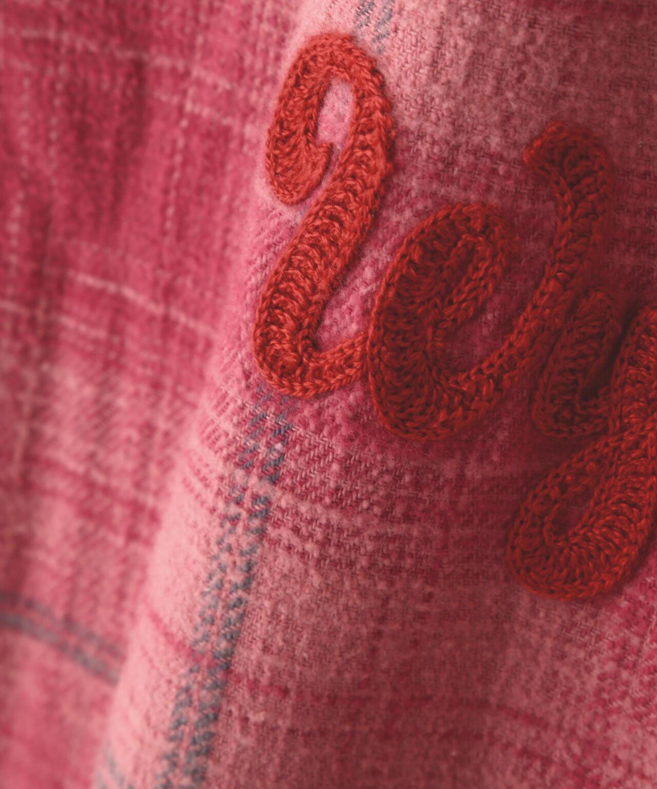 《WOMAN》刺繡格子襯衫