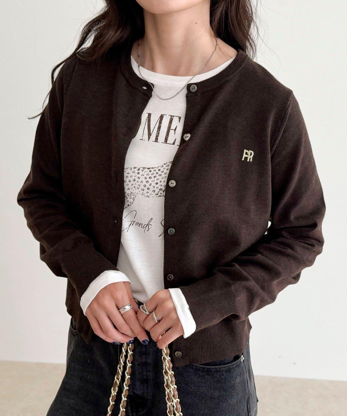 FR刺繡基礎款開衫