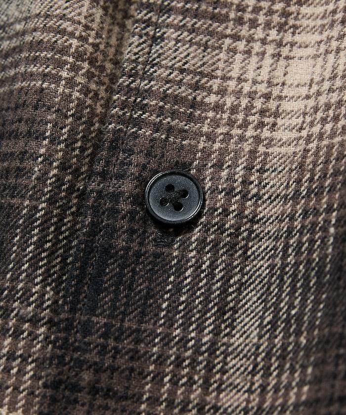 寬鬆版型 漸變格紋 立領法蘭絨襯衫