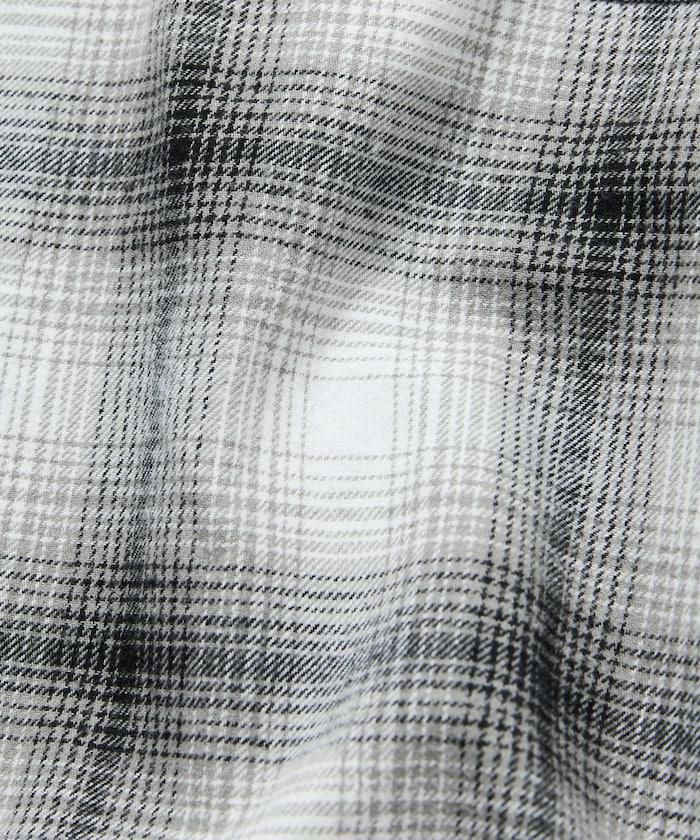 寬鬆版型 漸變格紋 立領法蘭絨襯衫