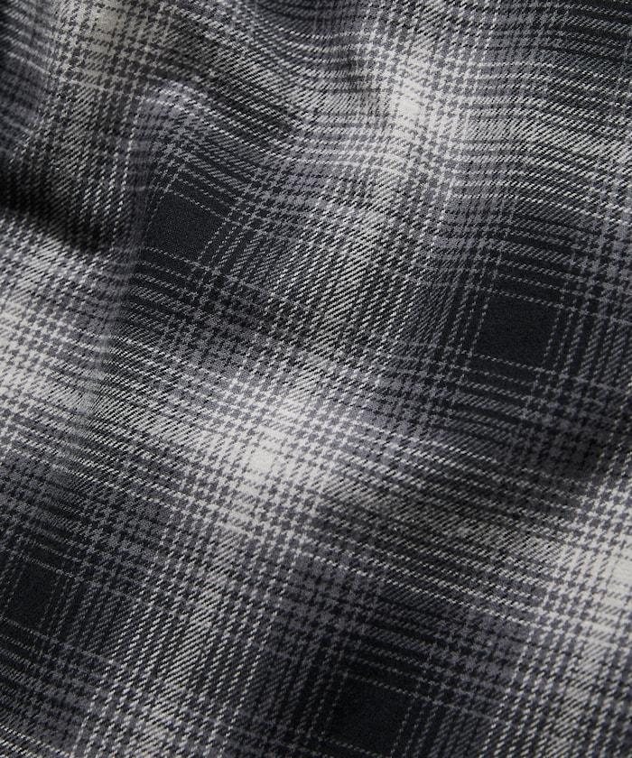 寬鬆版型 漸變格紋 立領法蘭絨襯衫