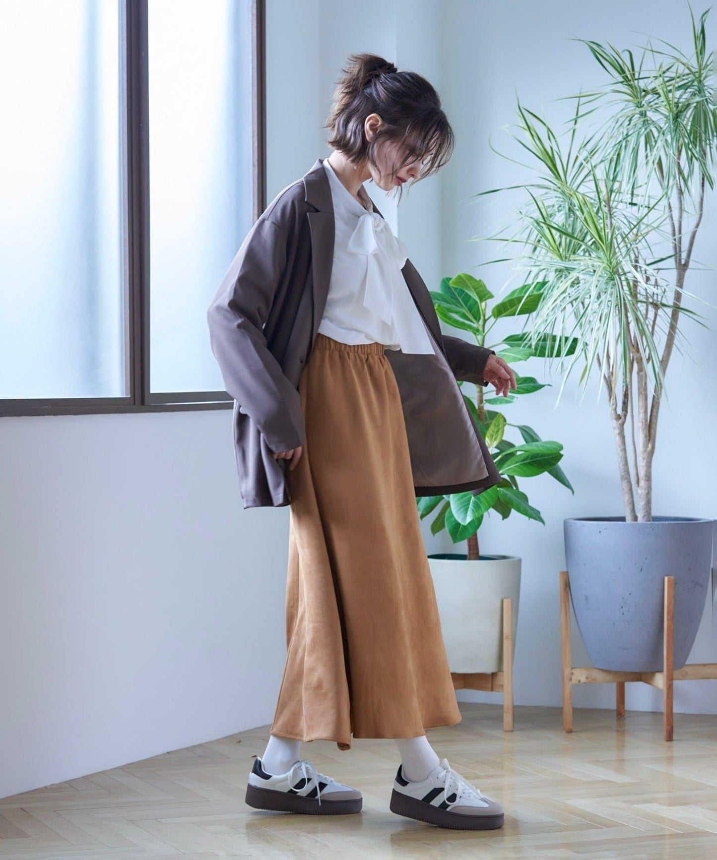 【nane】拼色半喇叭裙