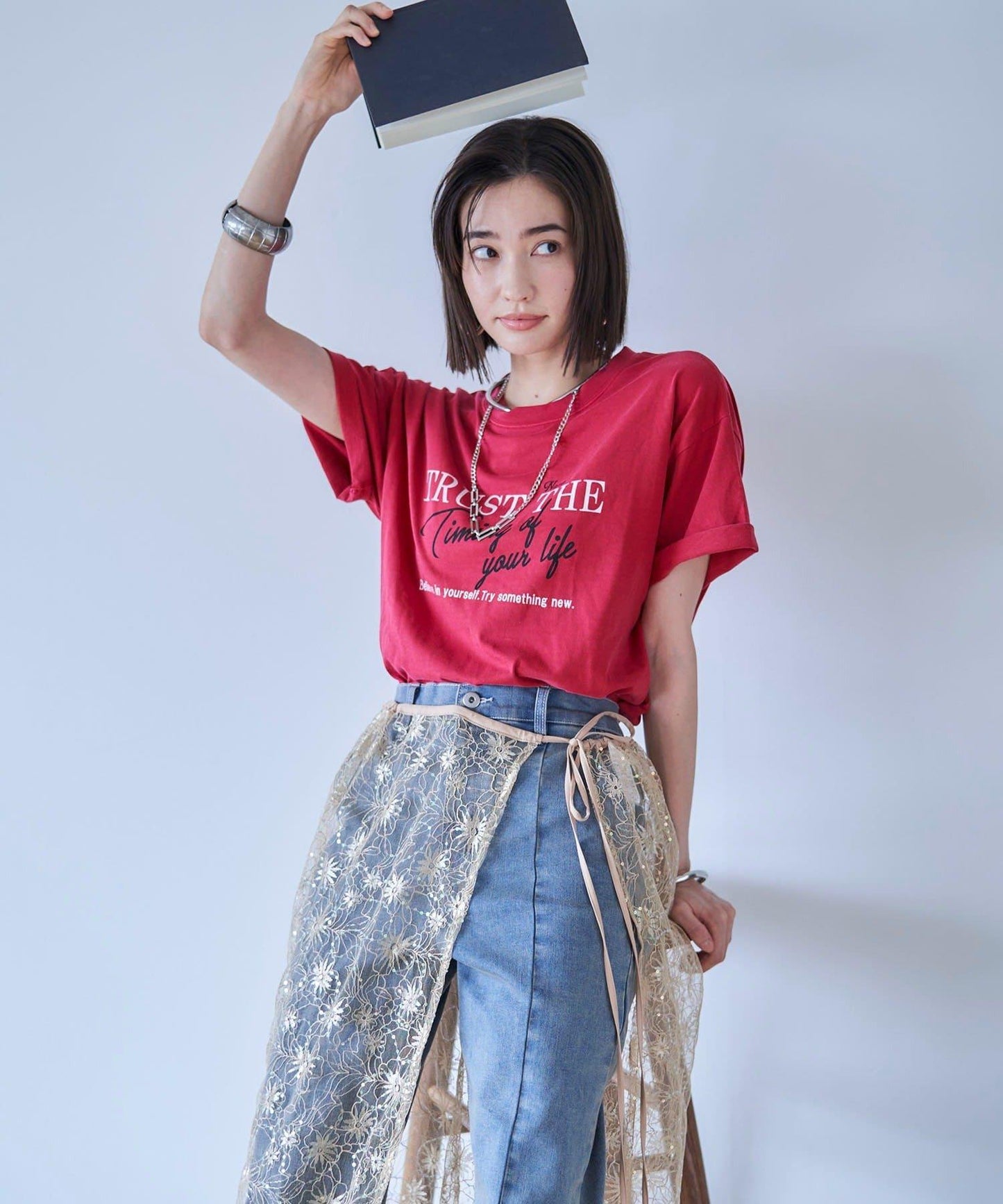 【nane】水洗工藝字母印花T恤