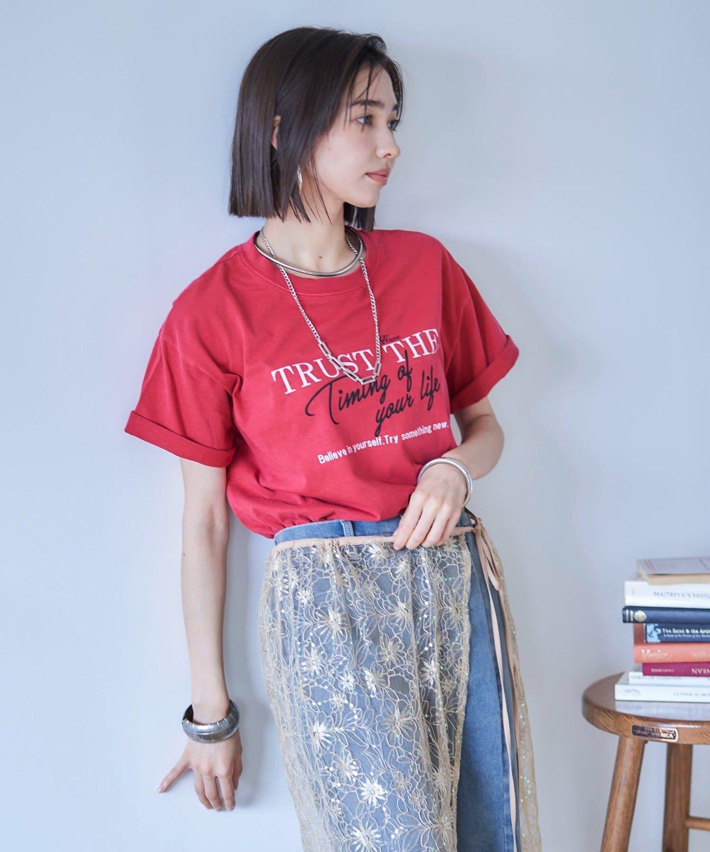 【nane】水洗工藝字母印花T恤