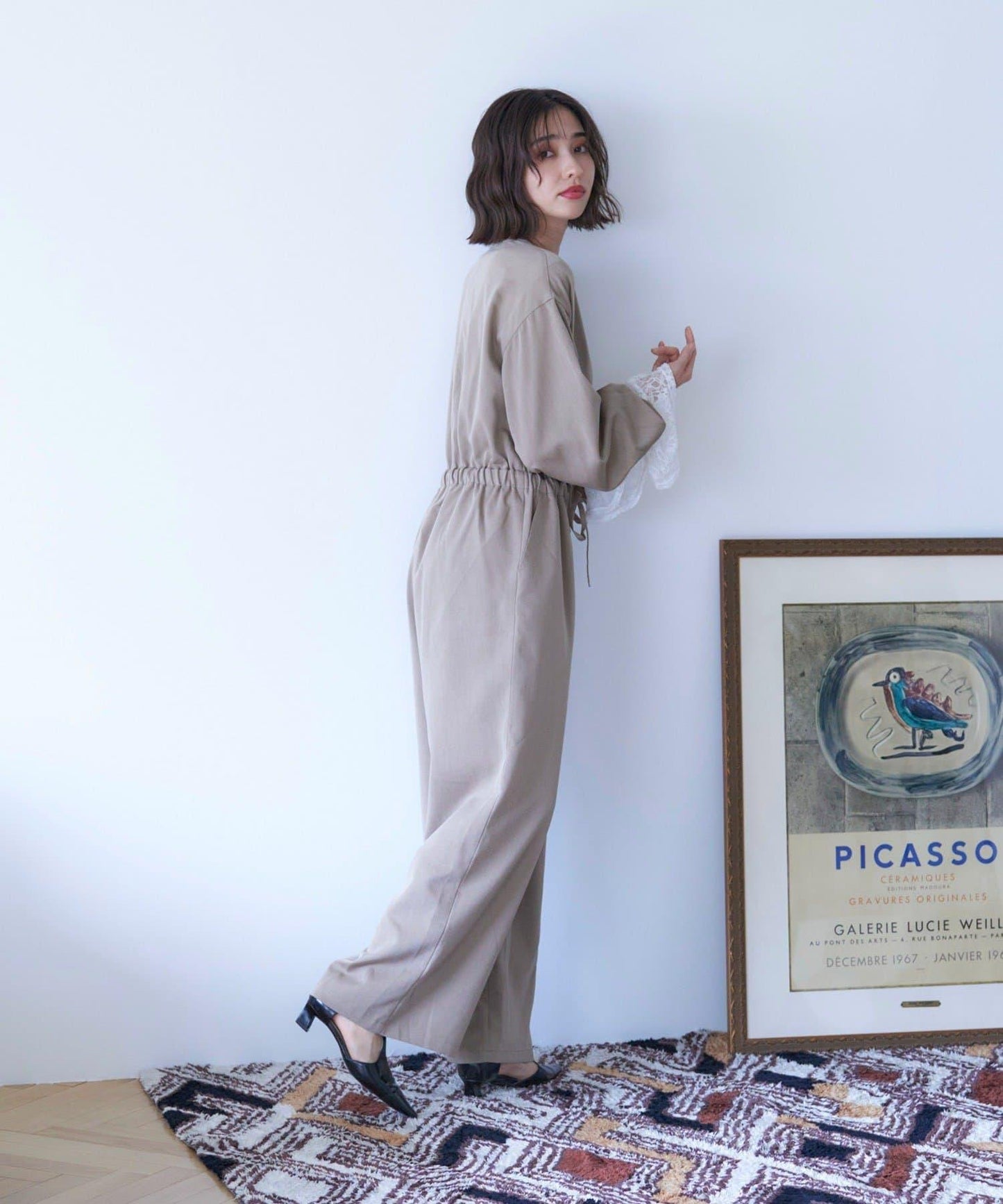 【nane】《有多種尺碼》泡泡袖連體褲