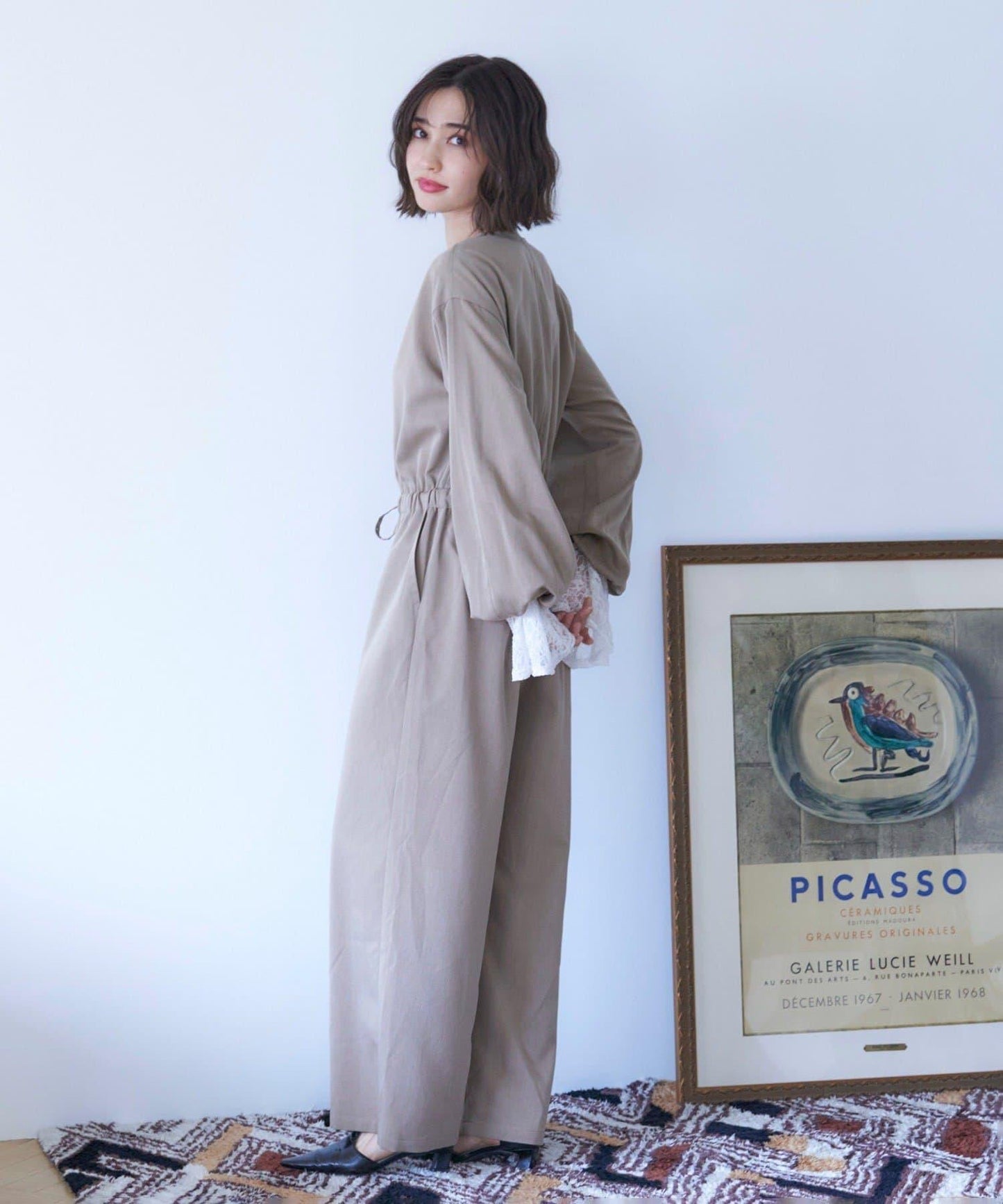 【nane】《有多種尺碼》泡泡袖連體褲