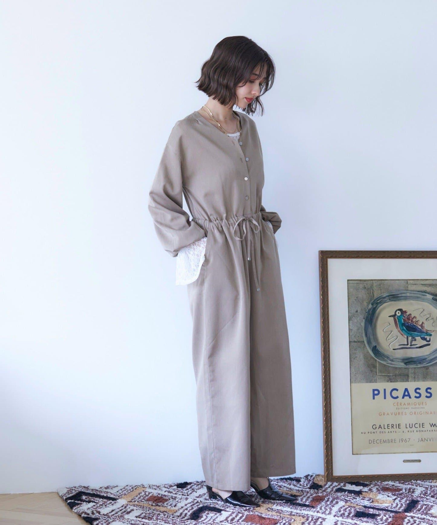 【nane】《有多種尺碼》泡泡袖連體褲