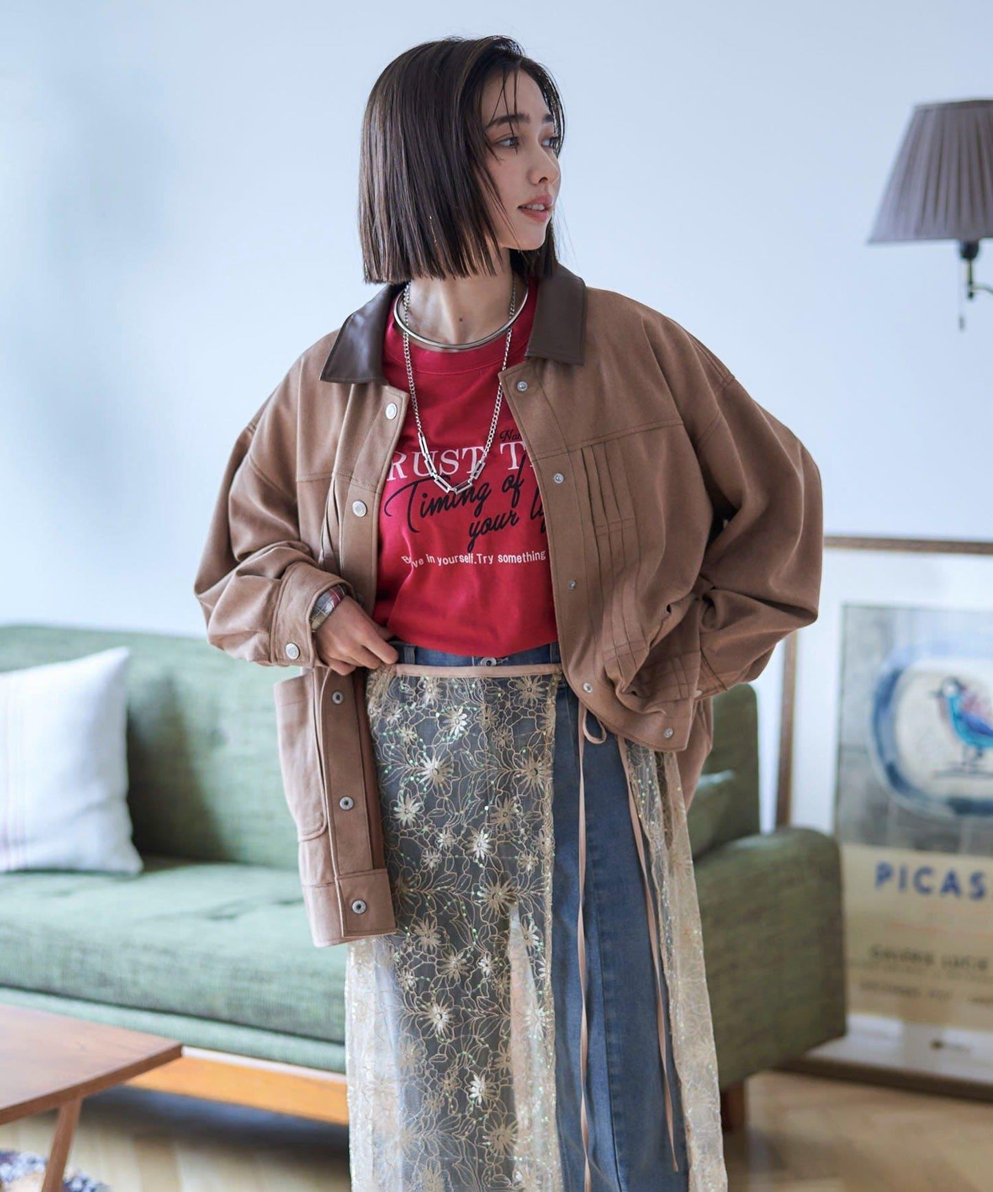 【nane】水洗工藝字母印花T恤