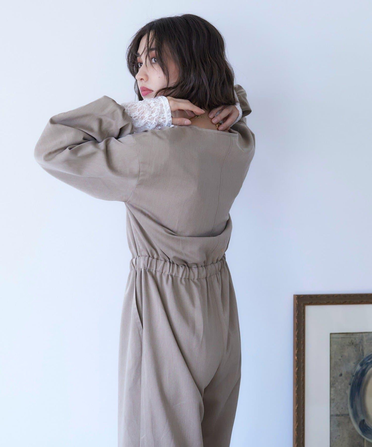 【nane】《有多種尺碼》泡泡袖連體褲