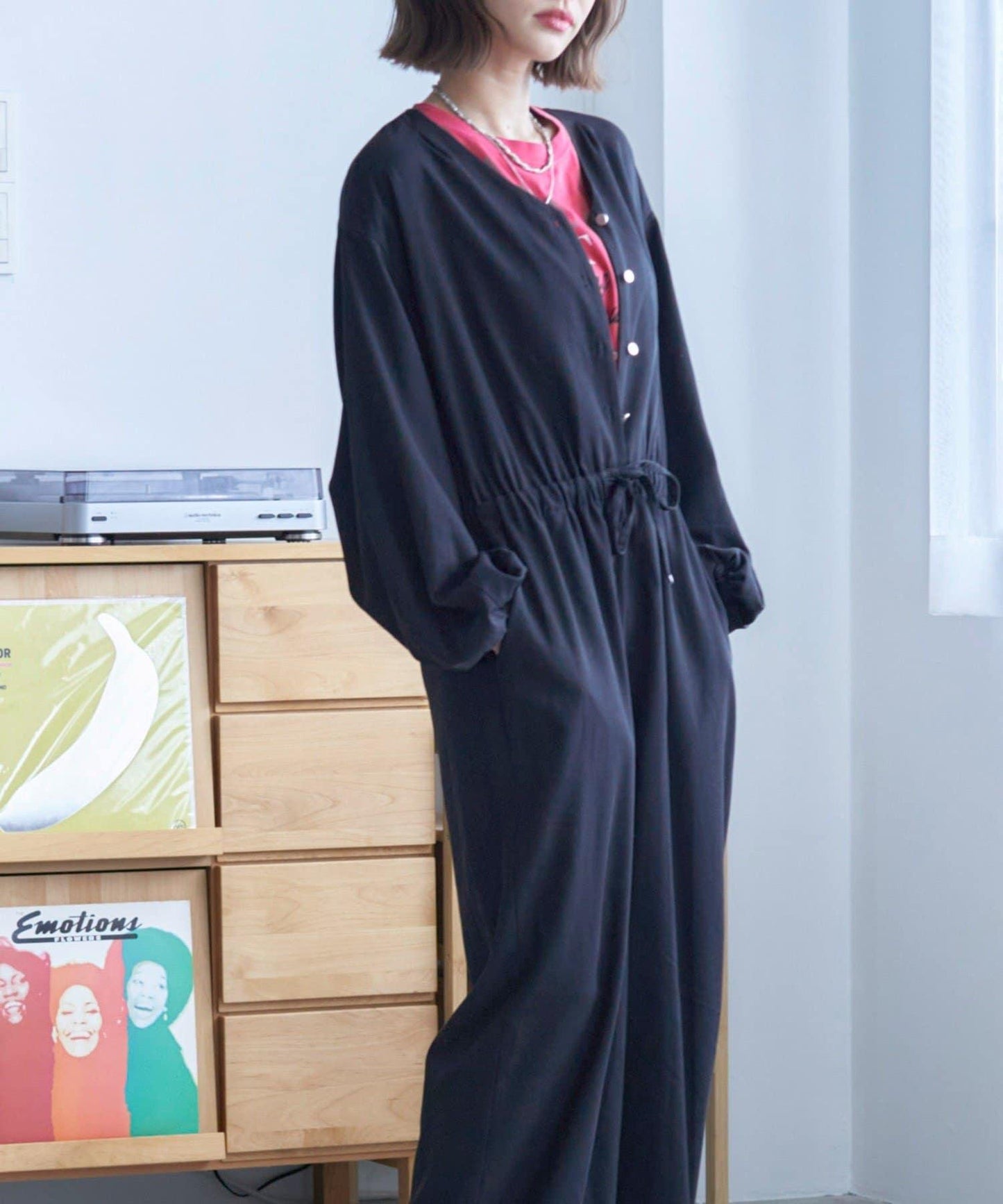 【nane】《有多種尺碼》泡泡袖連體褲